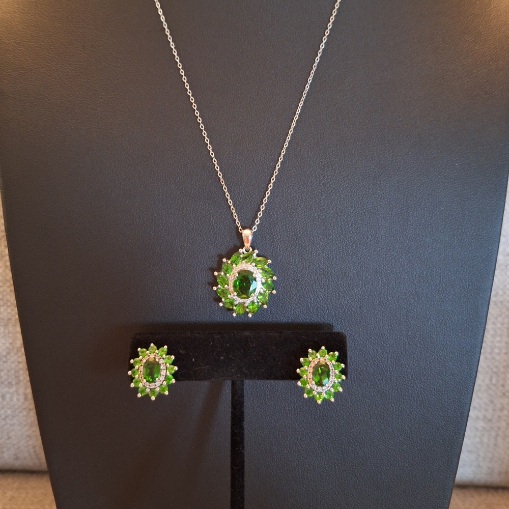 Green 925 Silver Jewelry Set